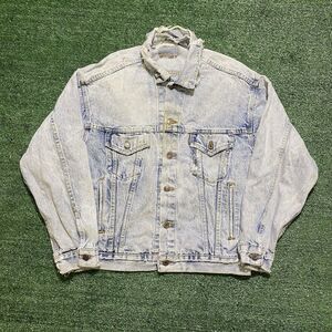 Vintage 80s Levis Type 3 Denim Jacket Jean Made In USA Light Wash Sz L Distress